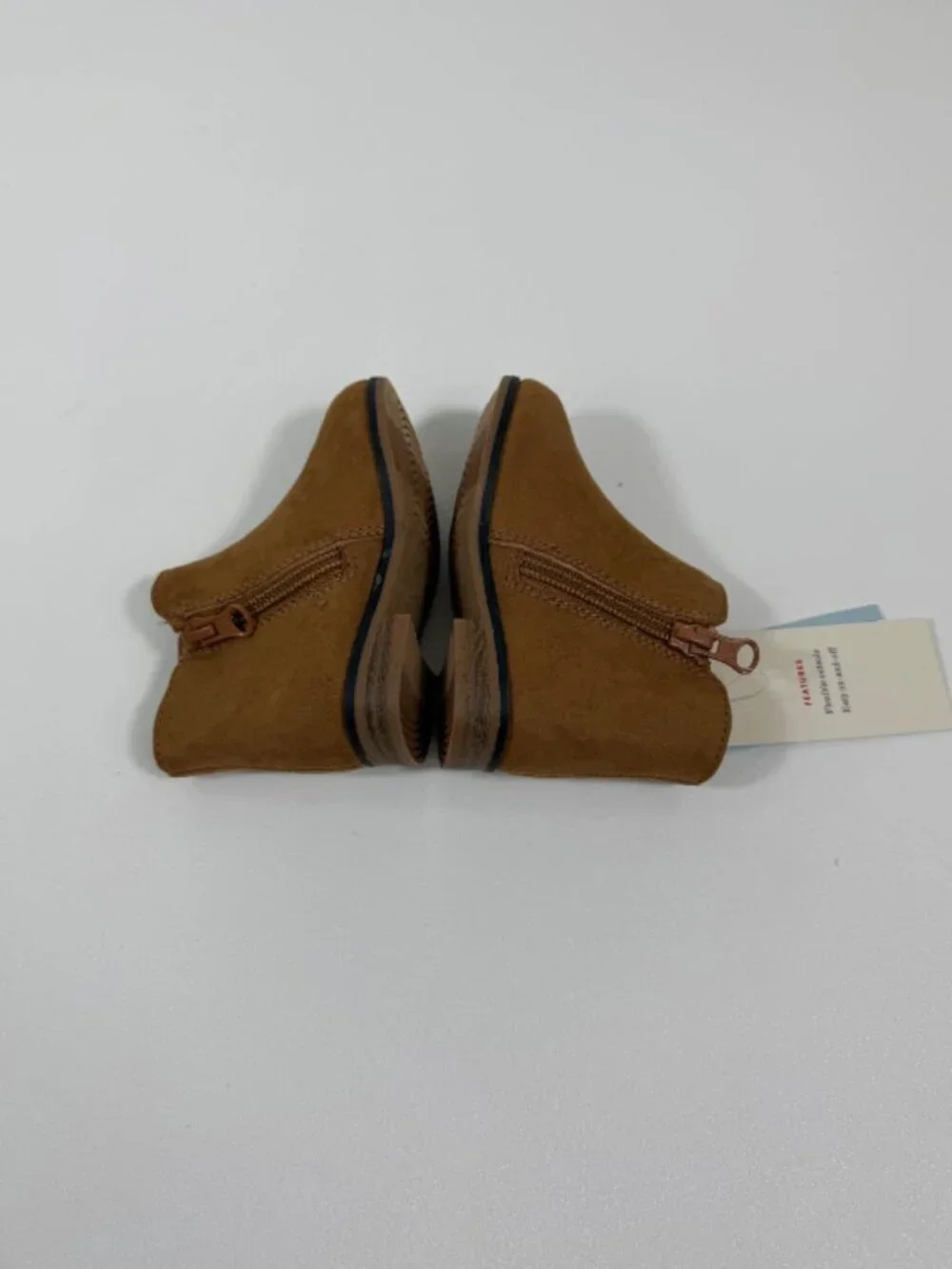 Cat & Jack Suede Cognac Penelope Zipper Boots Sz 5